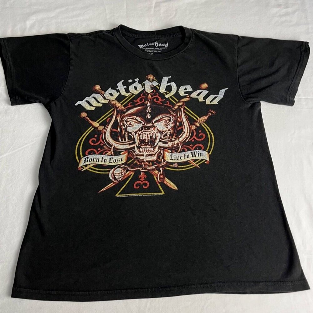 Motorhead T-Shirt Top Women's Size S Black Crew Neck Sword Spade Graphic Cotton